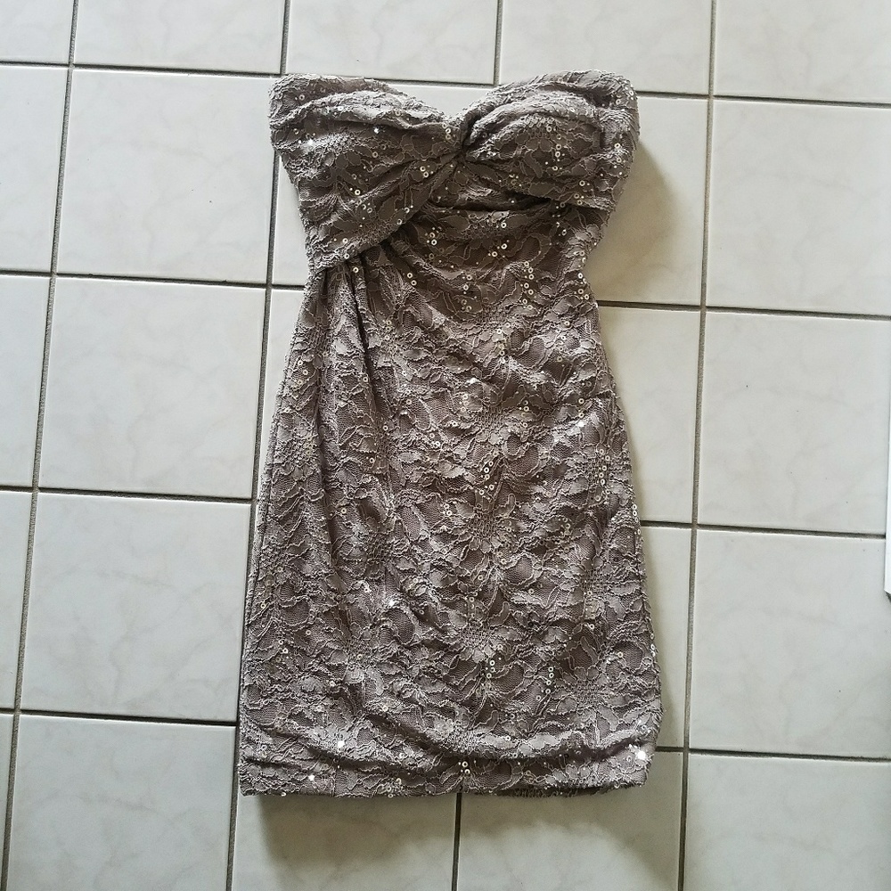 Strapless Lace Formal Dress